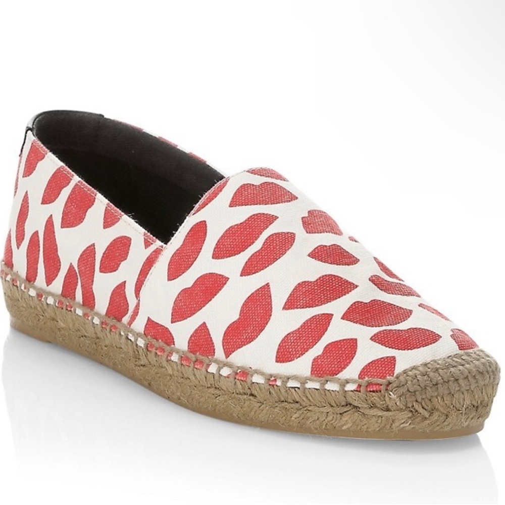 Saint Laurent Lip-Print Canvas Espadrilles